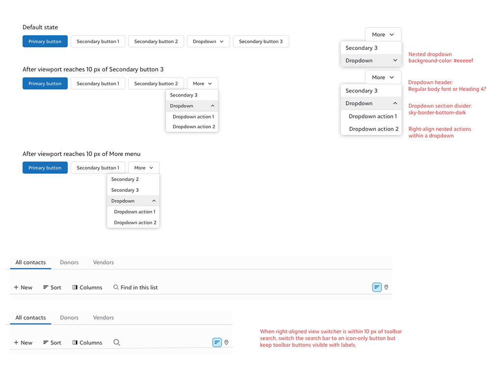 Proposed design specifications for the SKYUX responsive toolbar behavior.